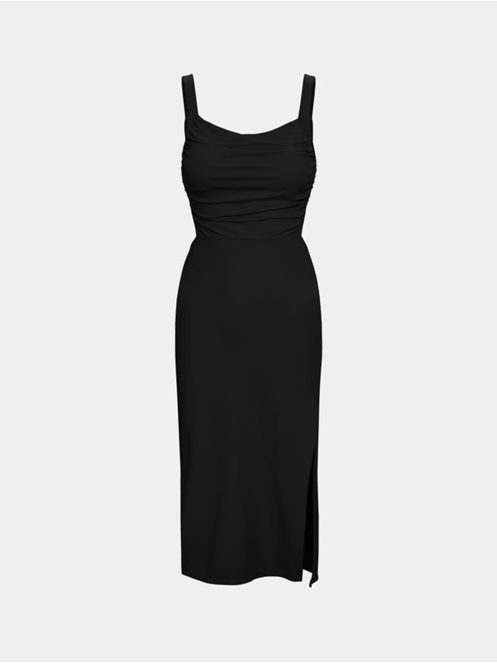 Halara SoftlyZero Airy Ruched Lace Up Bodycon Midi Casual Dress Black Medium NWT - Picture 5 of 9